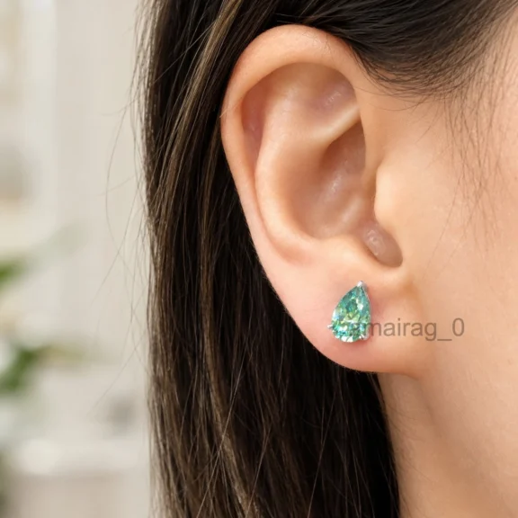 5 Ct Blue Diamond Stud Earrings Pear (4)