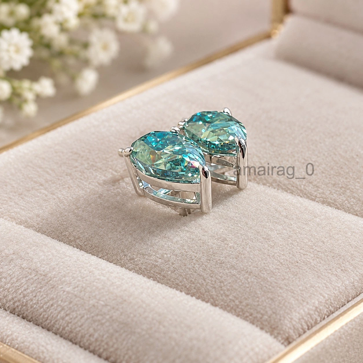 5 Ct Blue Diamond Stud Earrings Pear (5)