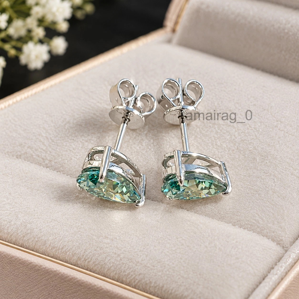 5 Ct Blue Diamond Stud Earrings Pear (6)