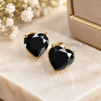 6 Ct Black Diamond Stud Earrings