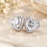 6 Ct White Diamond Earrings Heart Shape (2)