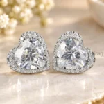 6 Ct White Diamond Earrings Heart Shape (3)