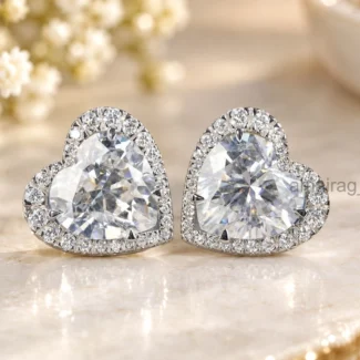 6 Ct White Diamond Earrings Heart Shape (3)