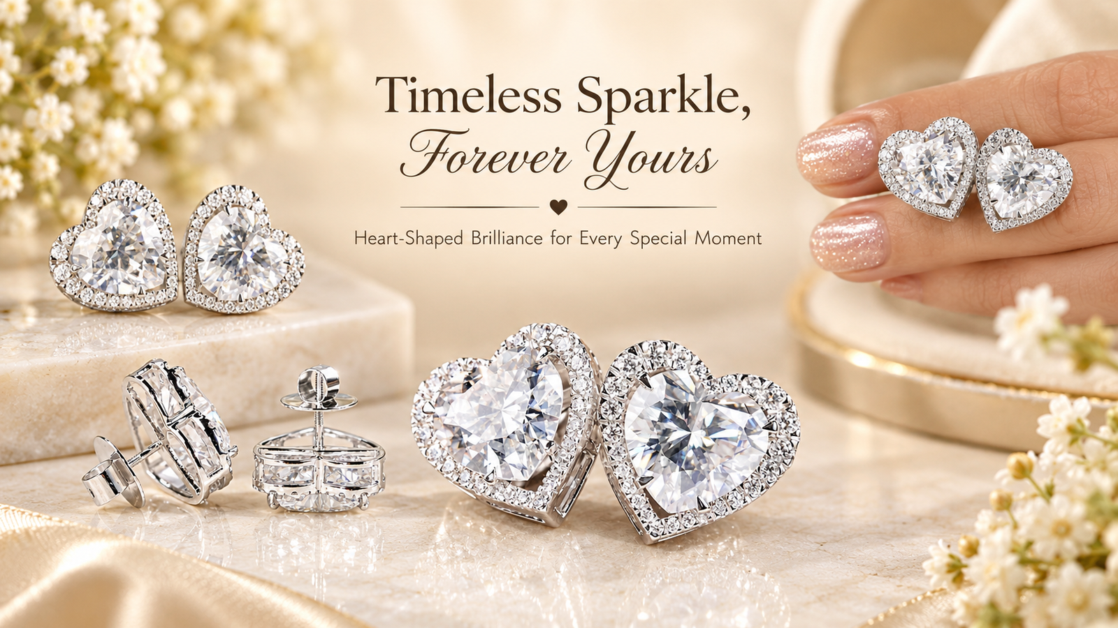 6 Ct White Diamond Earrings Heart Shape (3) banner