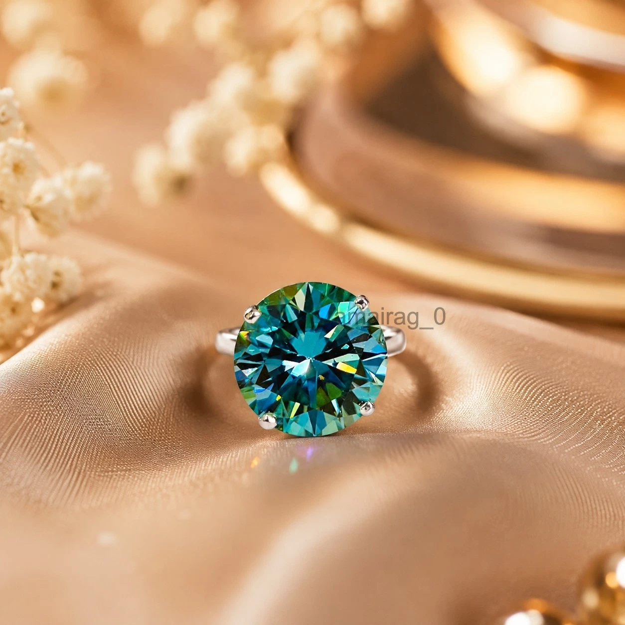 7.65 Ct Blue Diamond Ring White Gold (1)