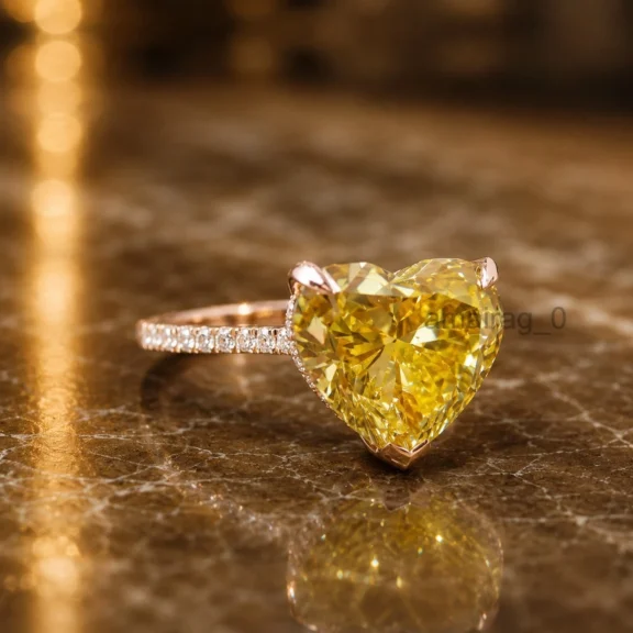 8 Ct Champagne Diamond Ring Heart 1