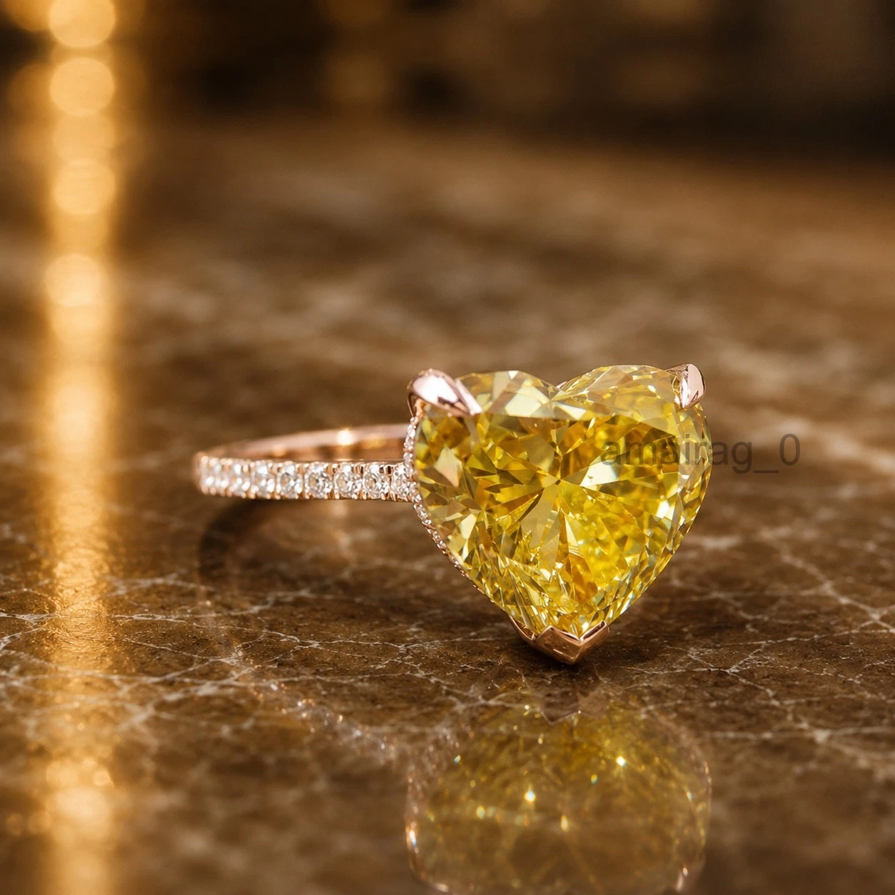 8 Ct Champagne Diamond Ring Heart 1