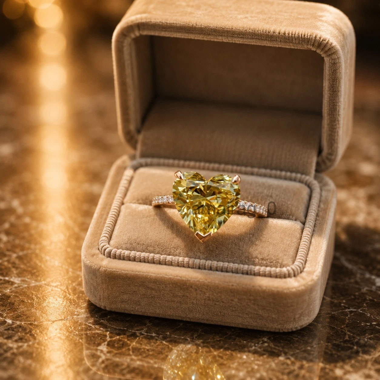 8 Ct Champagne Diamond Ring Heart 4