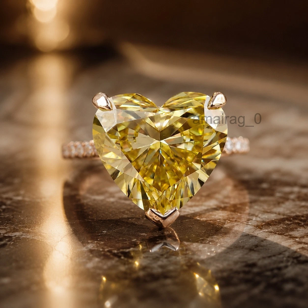 8 Ct Champagne Diamond Ring Heart