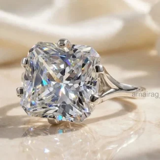 8 ct White Diamond Ring Radiant Cut (2)
