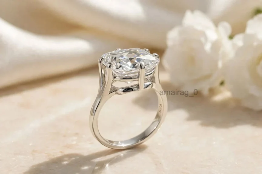 8 ct White Diamond Ring Radiant Cut (3)