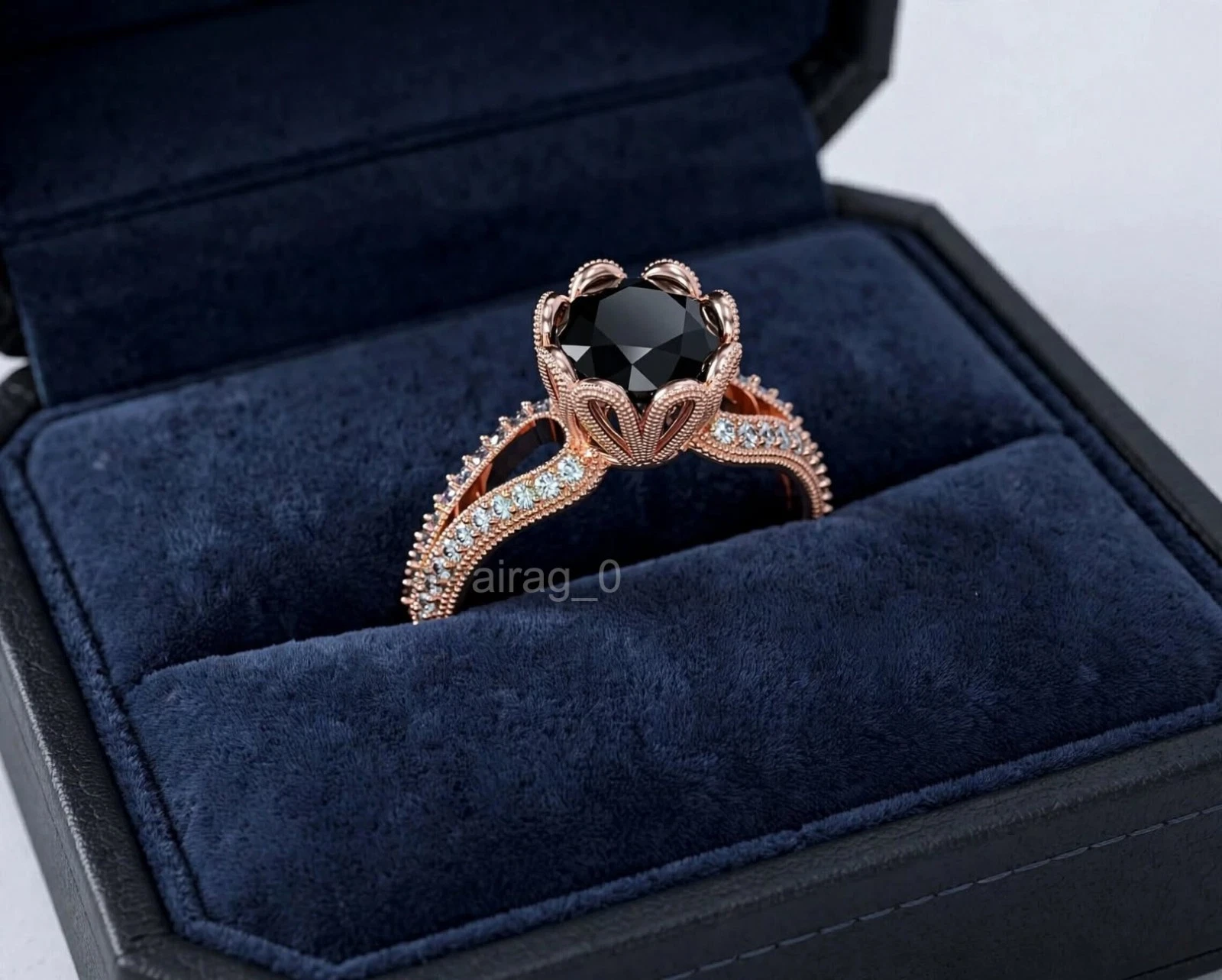 Black Diamond Ring Rose Gold 2