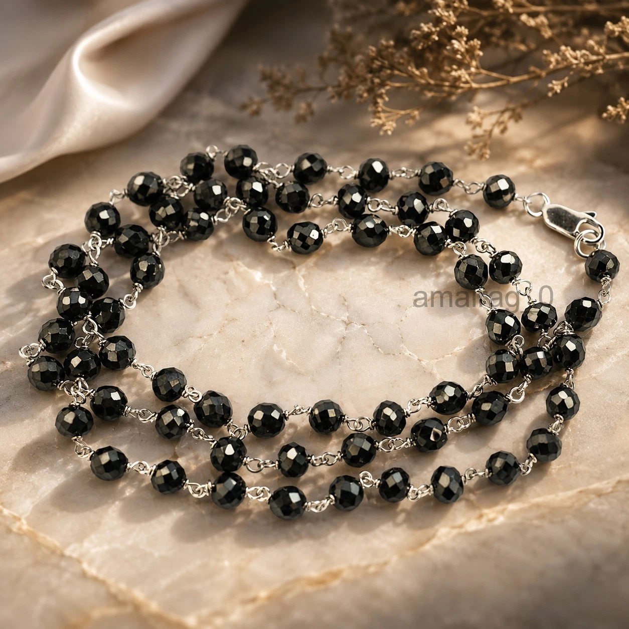 Black Necklace 6mm 36 (2)