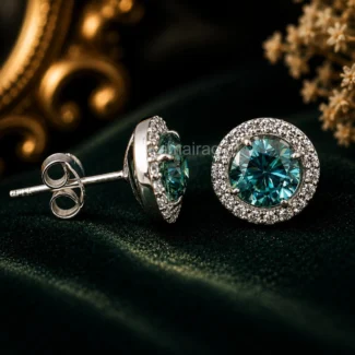 Blue Treated Diamond Stud Earrings 1