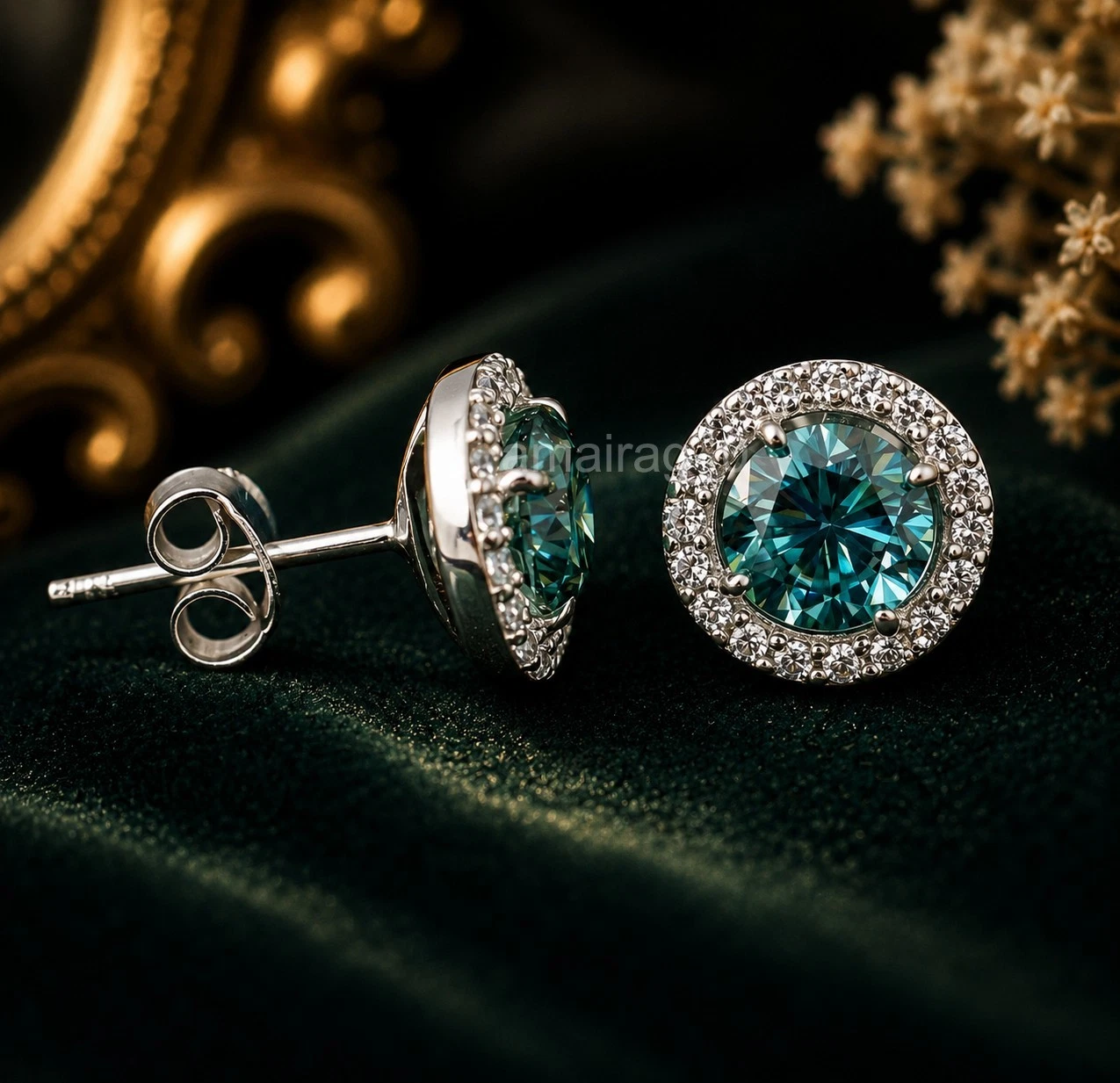 Blue Treated Diamond Stud Earrings 1