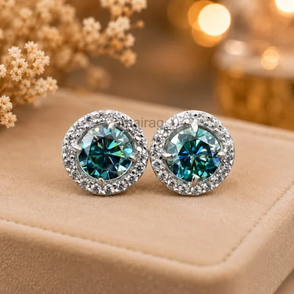 Blue Treated Diamond Stud Earrings