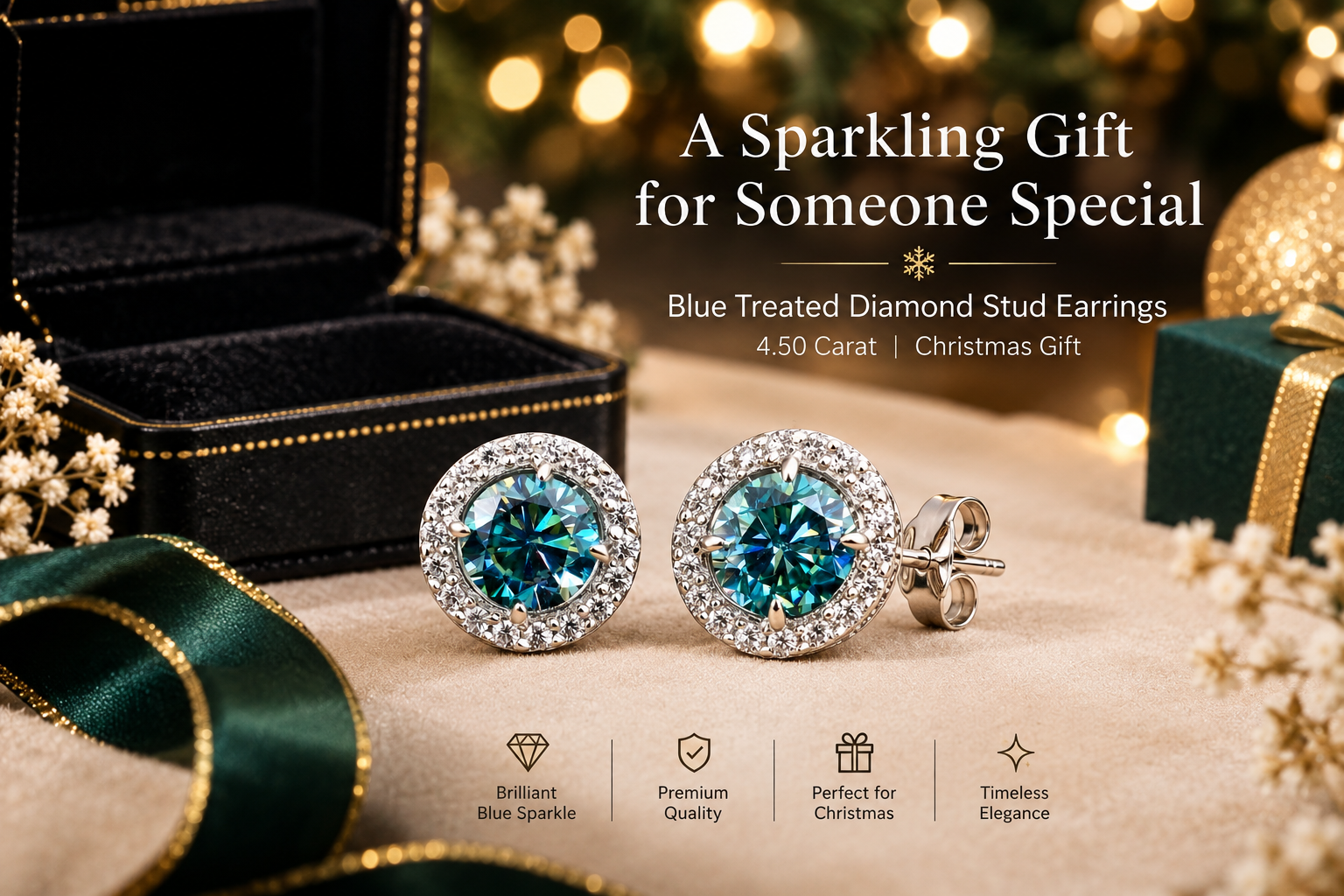 Blue Treated Diamond Stud Earrings banner