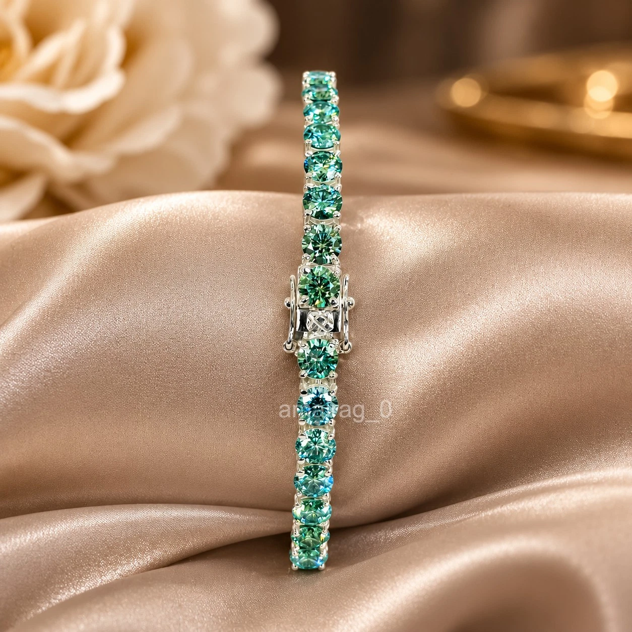 Blue Treated Diamond Tennis Bracelet 2