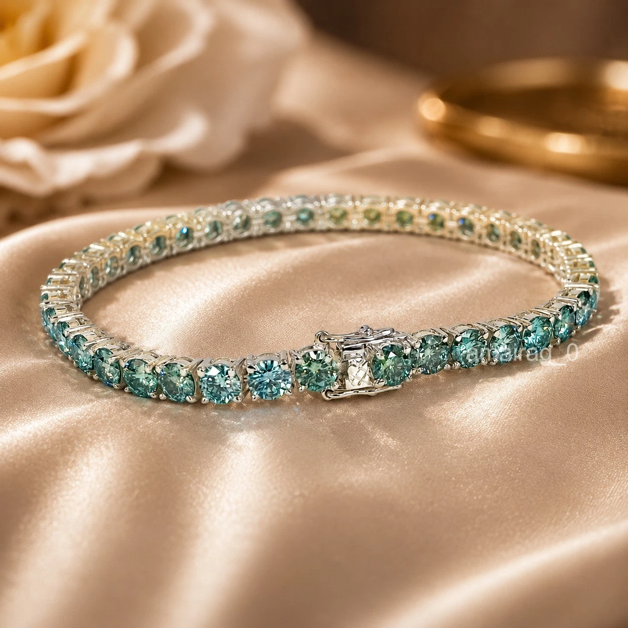 Blue Treated Diamond Tennis Bracelet 3