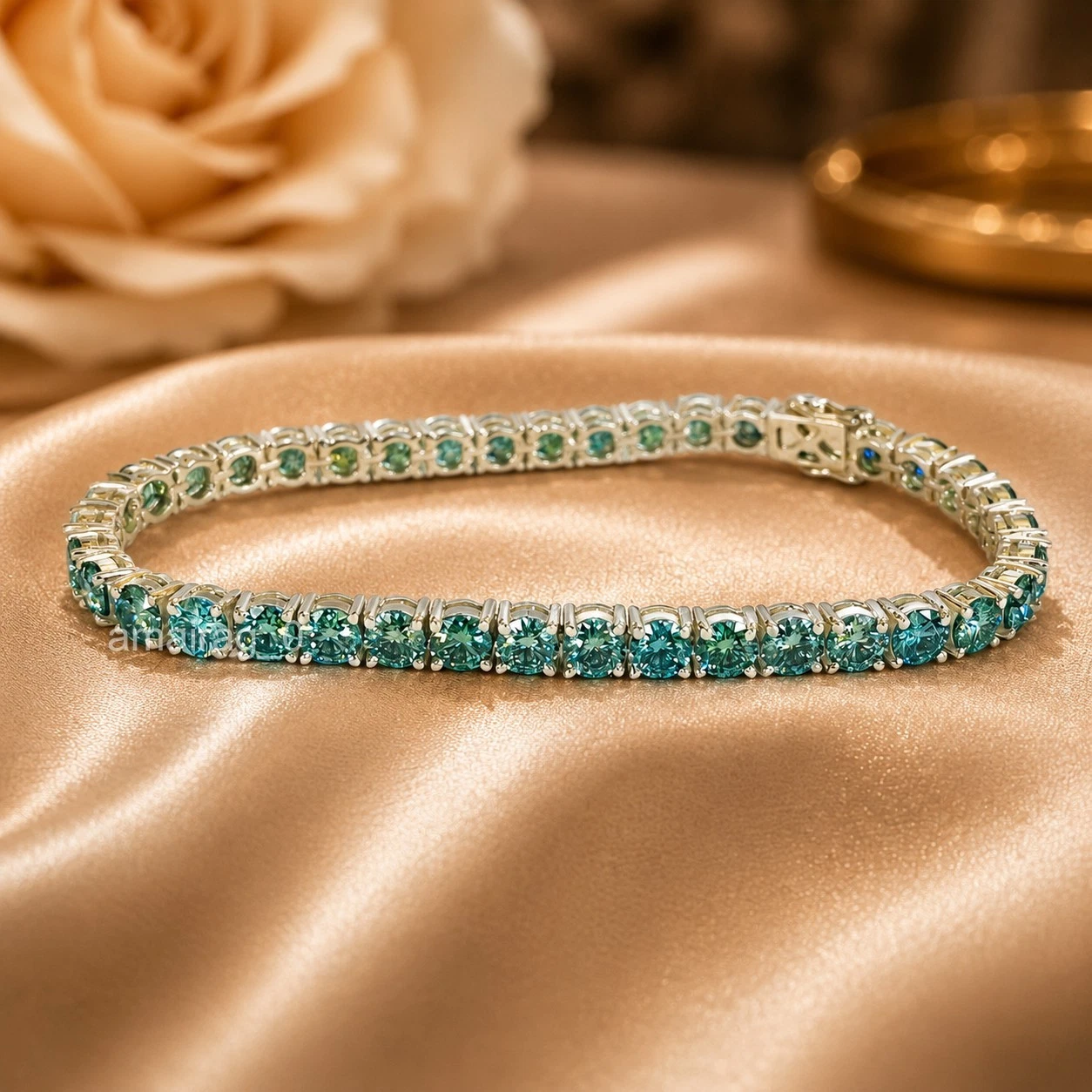 Blue Treated Diamond Tennis Bracelet