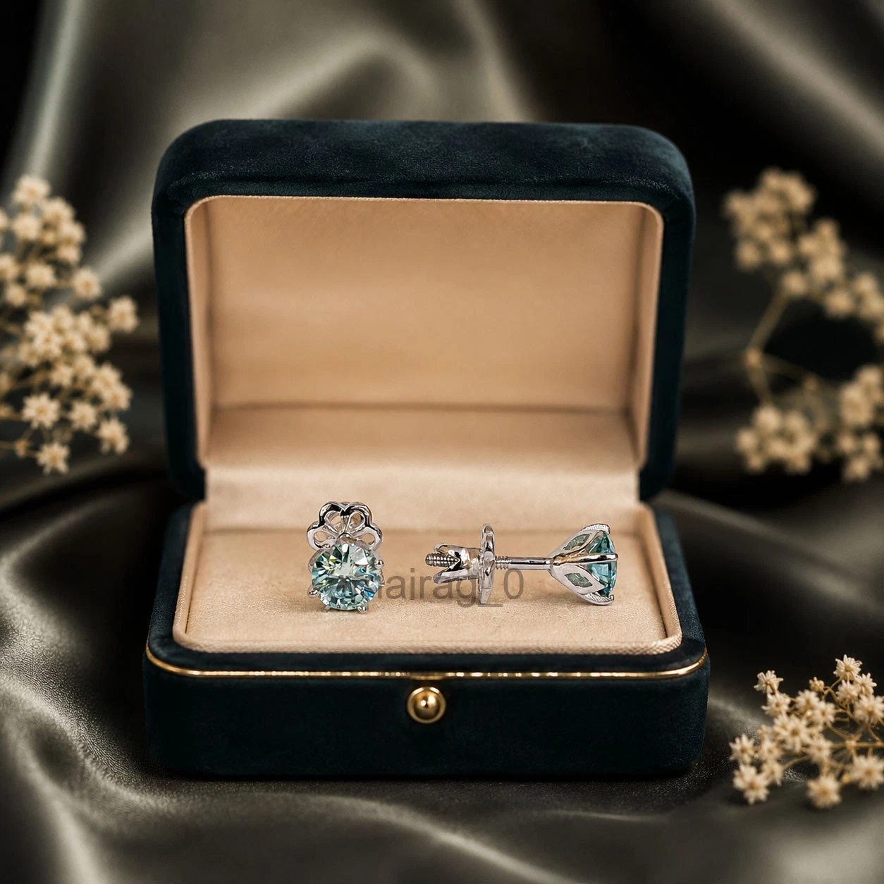 Blue Treated Stud Earrings 1