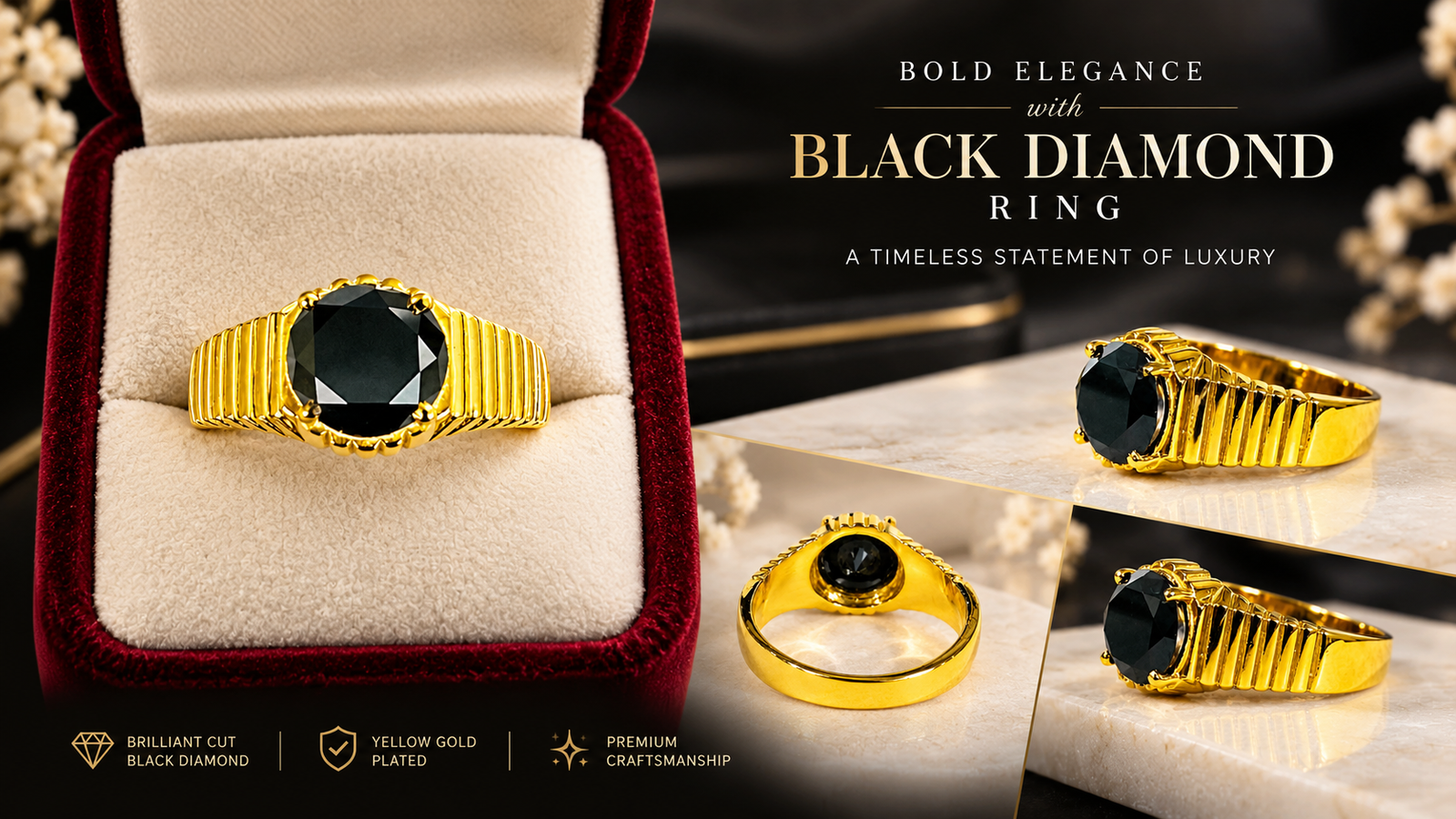 Bold Elegance Black Diamond Ring