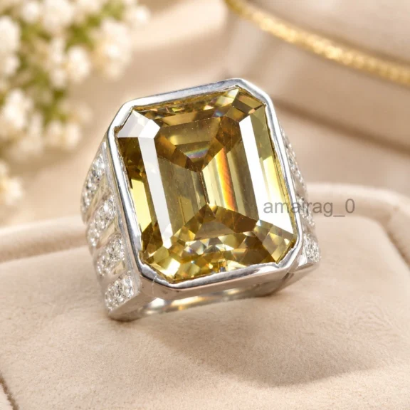 Champagne Diamond Ring 10 Ct Emerald (2)