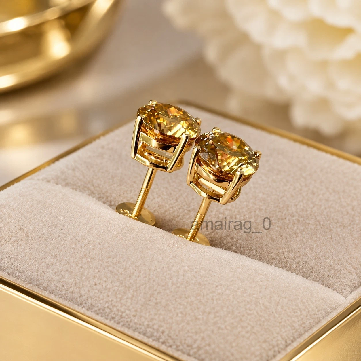 Champagne Diamond Stud 5 Ct Yellow (4)