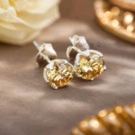 Champagne Diamond Stud Earrings 1