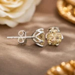 Champagne Diamond Stud Earrings 2
