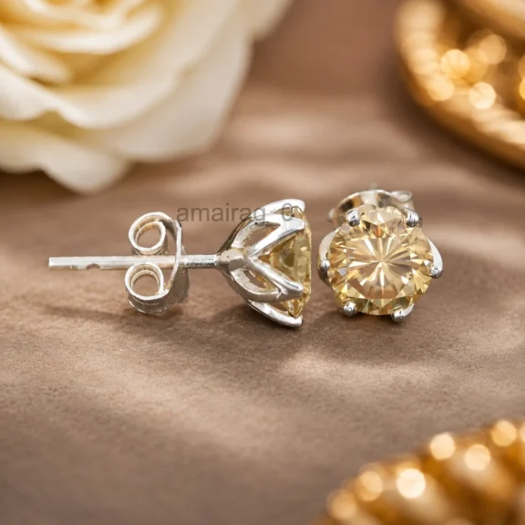 Champagne Diamond Stud Earrings 2