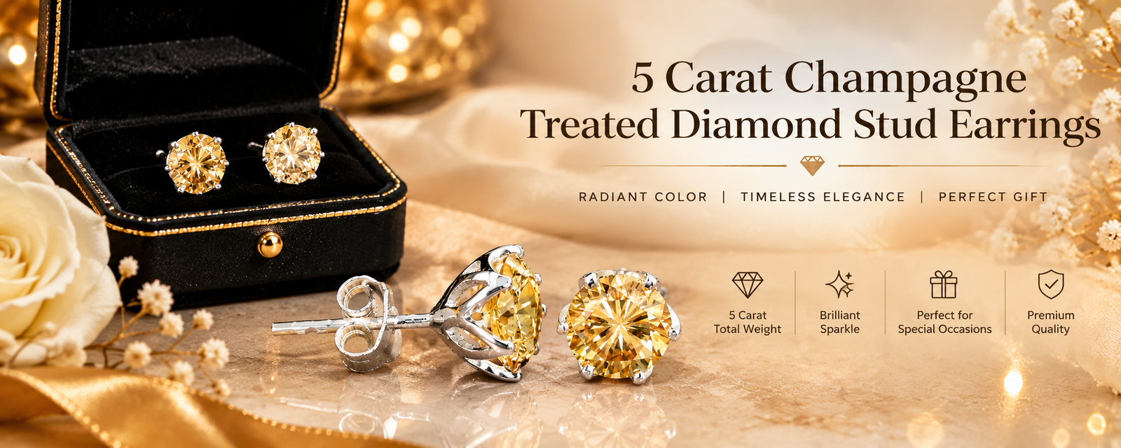 Champagne Diamond Stud Earrings Ad