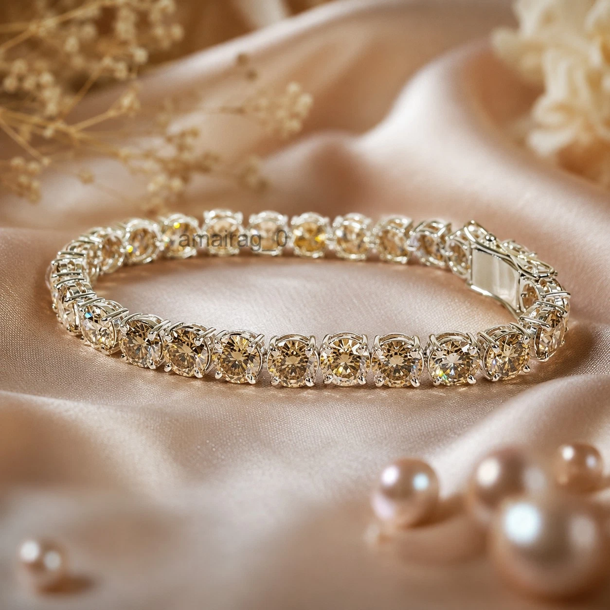 Champagne Diamond Tennis Bracelet 3