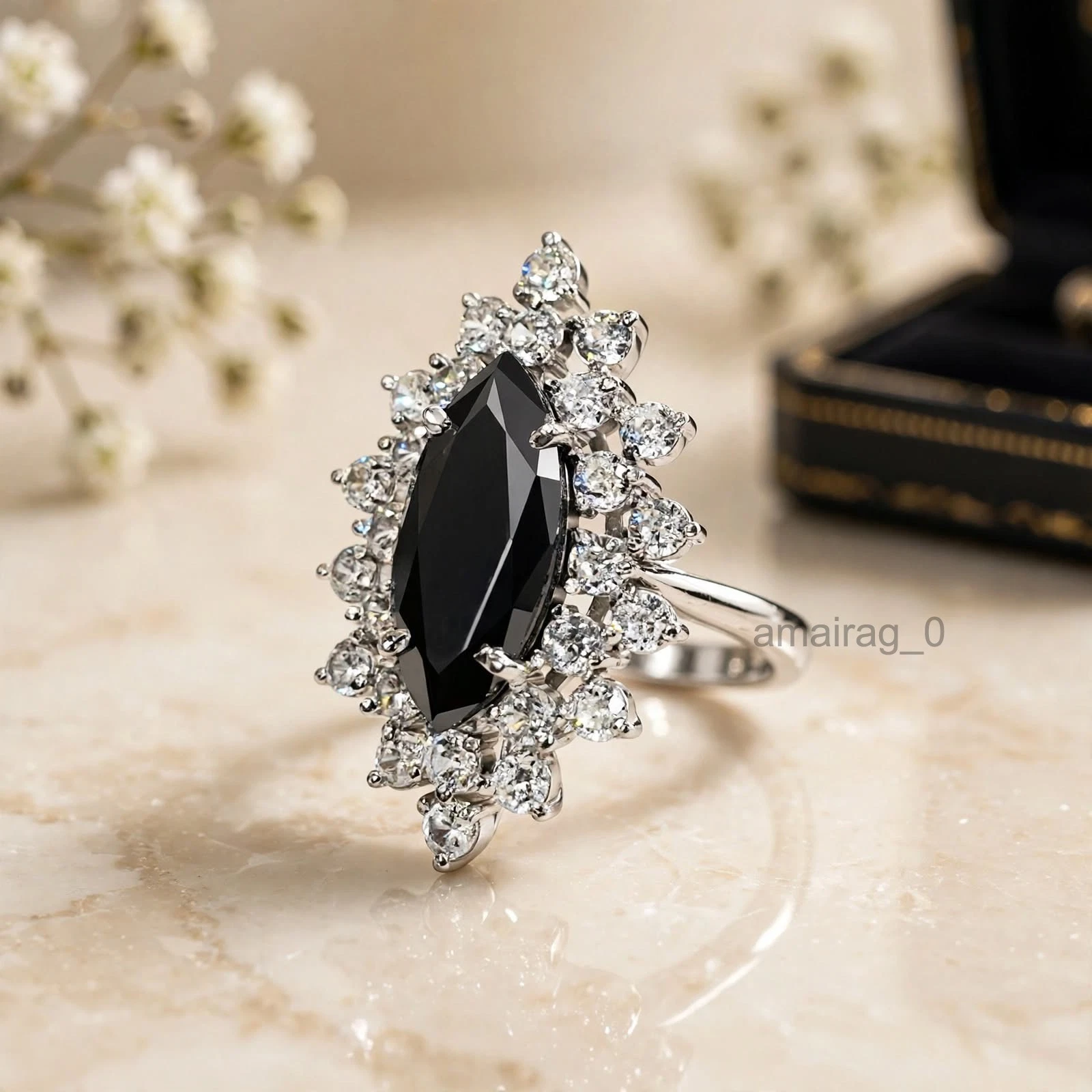 Engagement Ring 4 Ct Black 1