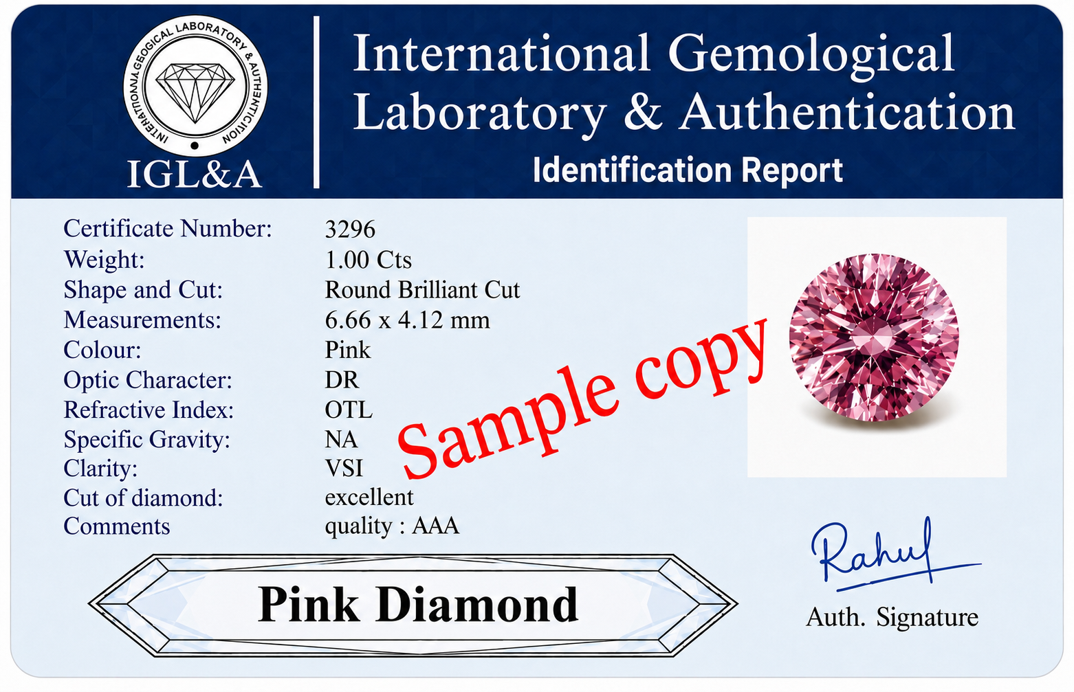 Pink Certificate