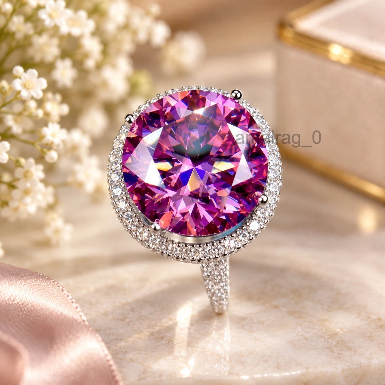 Pink Halo Ring 10 Ct 925 (1)