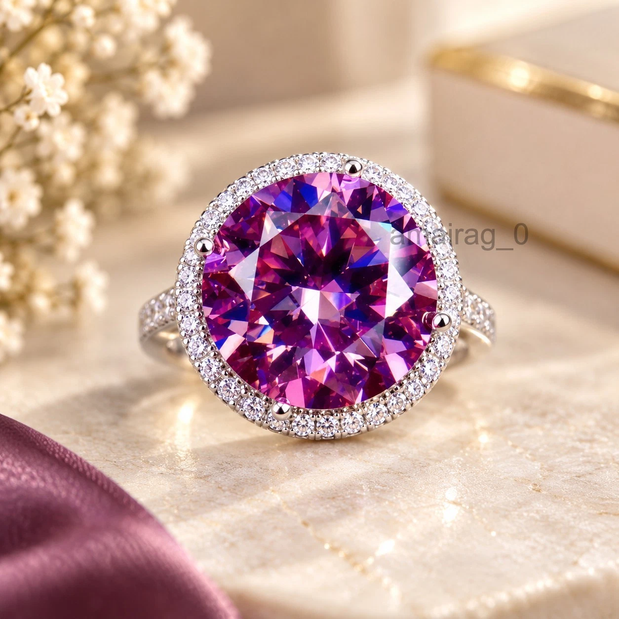 Pink Halo Ring 10 Ct 925 (2)