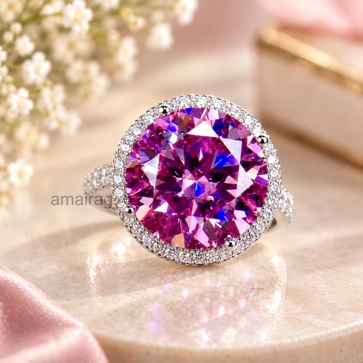 Pink Halo Ring 10 Ct 925 (3)