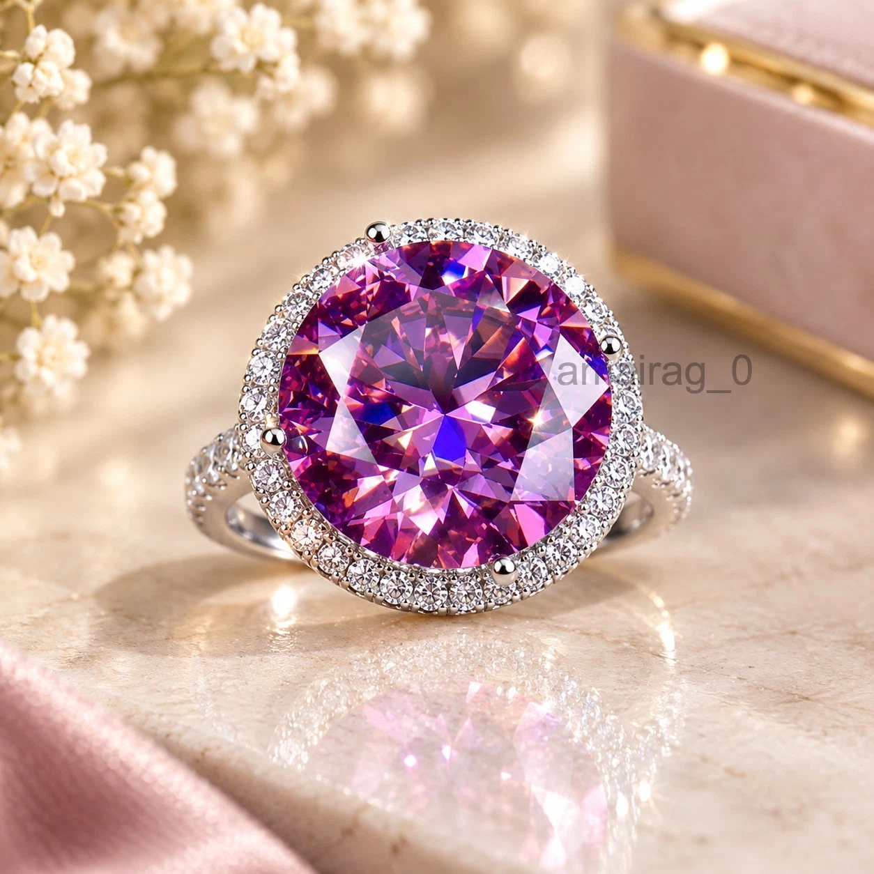 Pink Halo Ring 10 Ct 925 (4)
