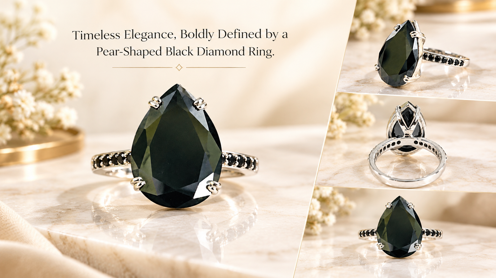 Timeless Pear-Shaped Black Diamond Ring
