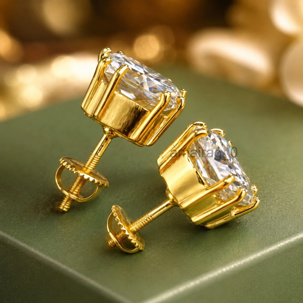 White Diamond Earrings Cushion 2