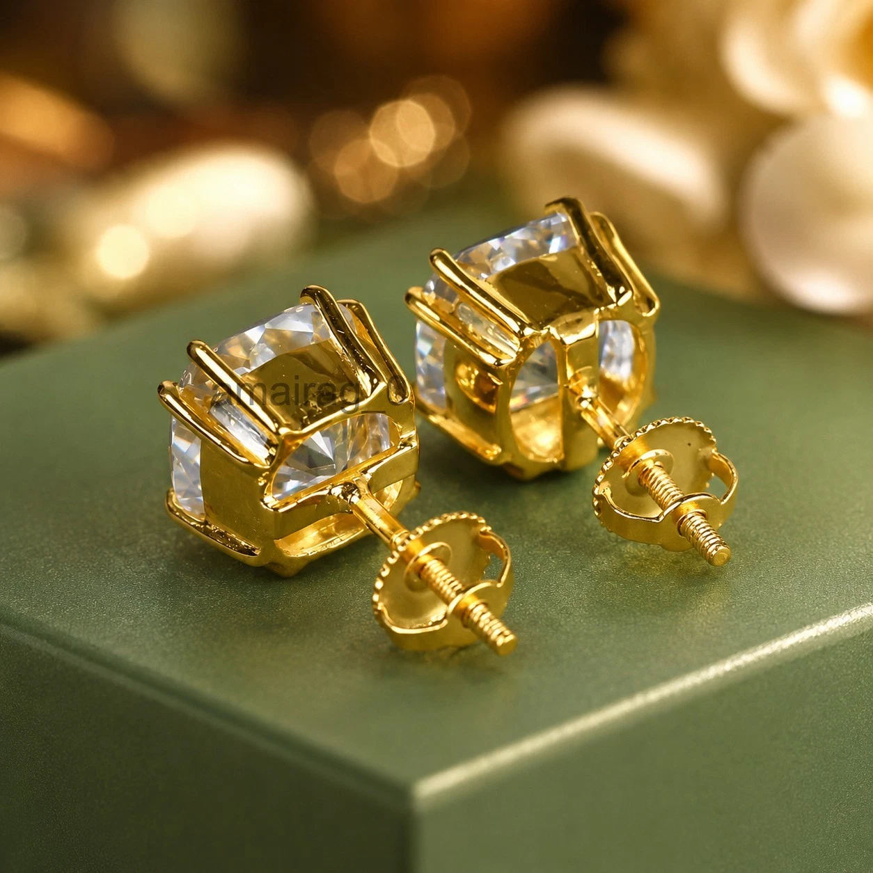 White Diamond Earrings Cushion 3