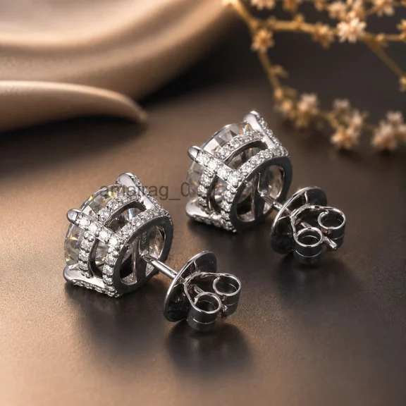White Diamond Stud Earrings 2