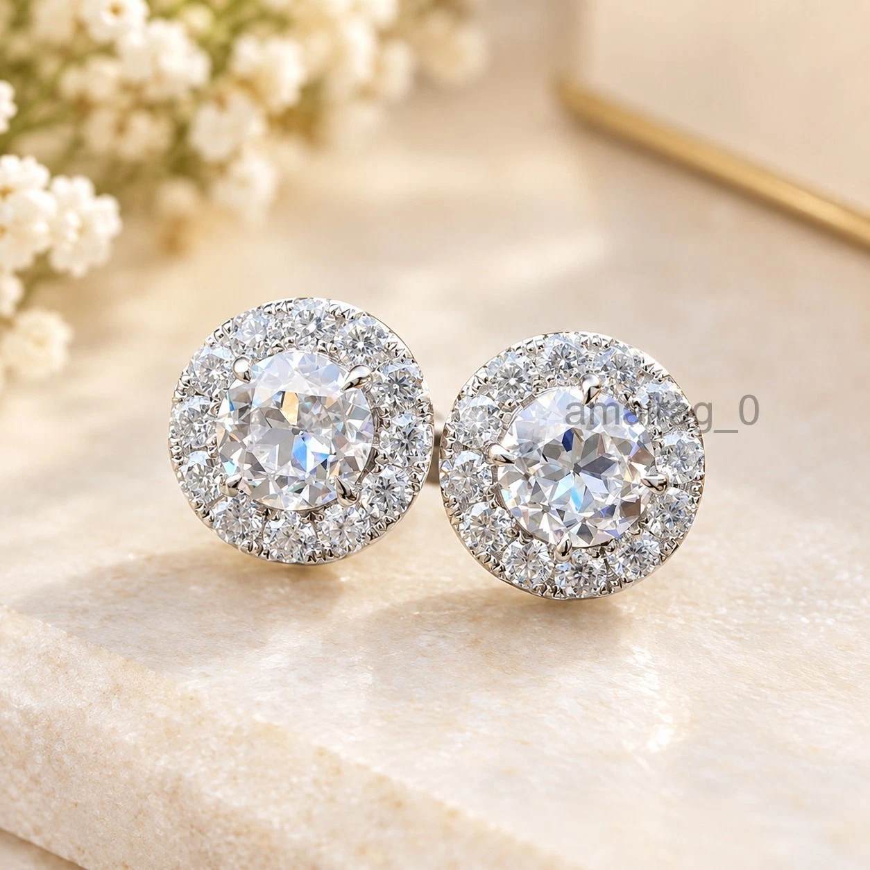 White HPHT Diamond Halo Earring (2)