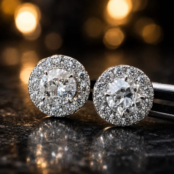 White HPHT Diamond Halo Earring (4)