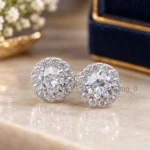 White HPHT Diamond Halo Earring (5)