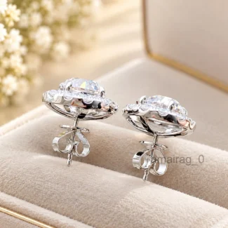 White HPHT Diamond Halo Earring (6)