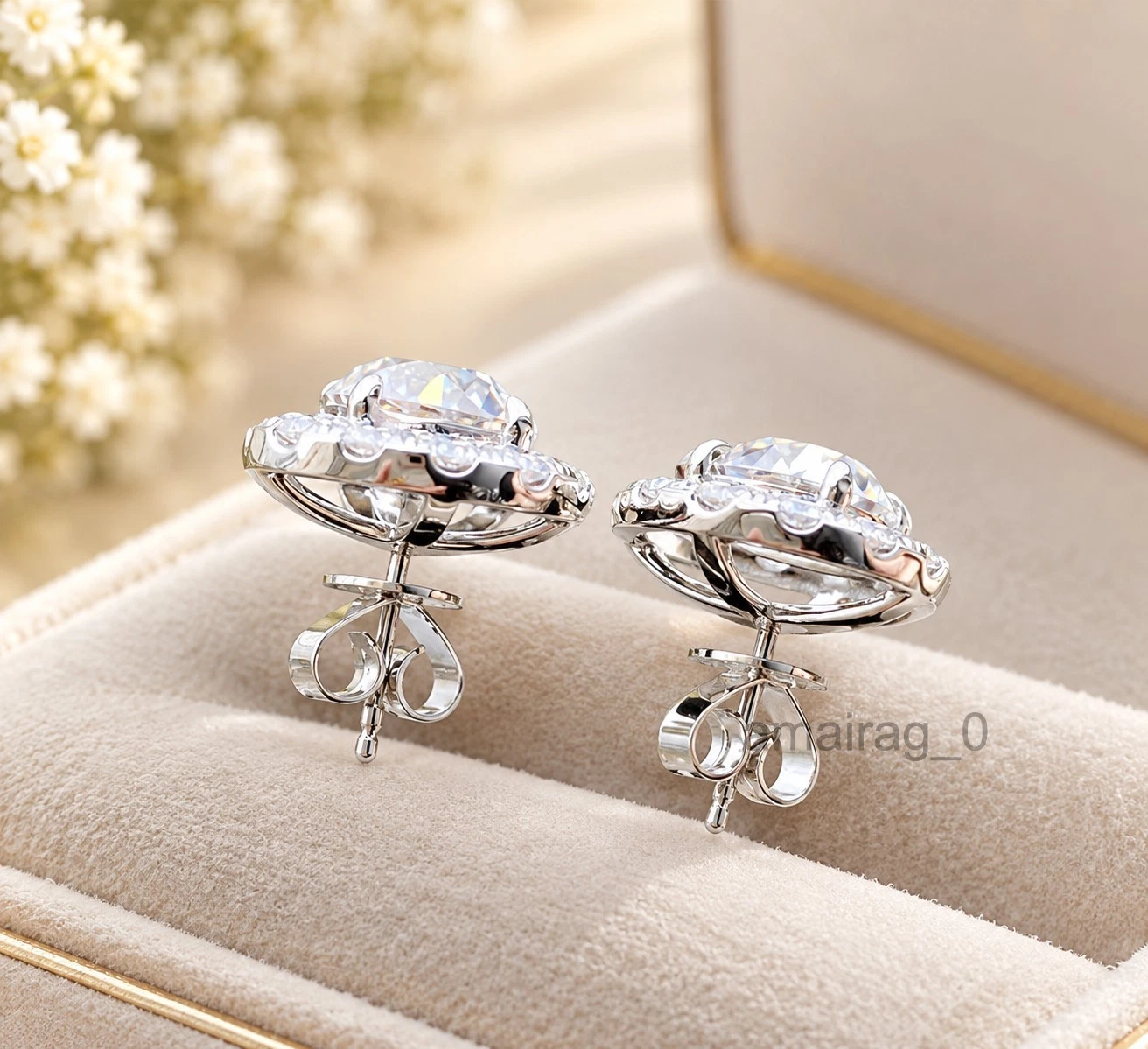 White HPHT Diamond Halo Earring (6)