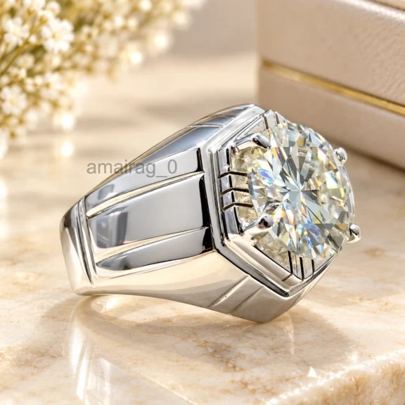 White Treated Diamond Ring 6CT 2