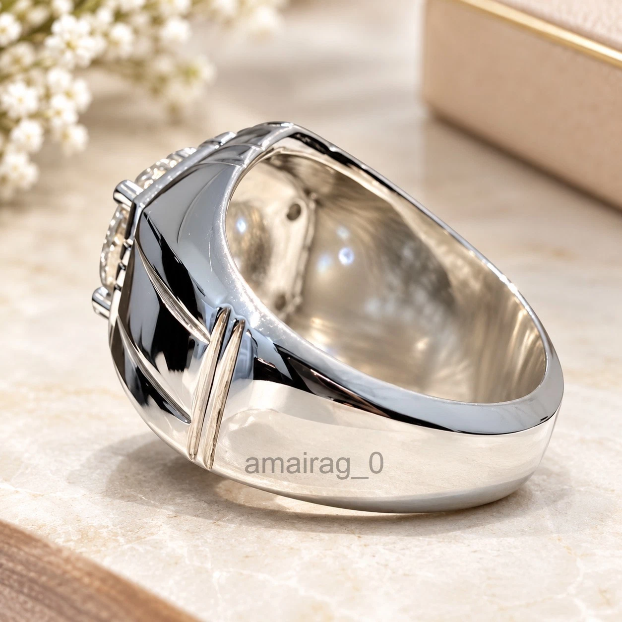 White Treated Diamond Ring 6CT 4